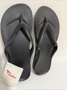 Archie’s Men’s Unisex Black Arch Support Flip Flops Size 11